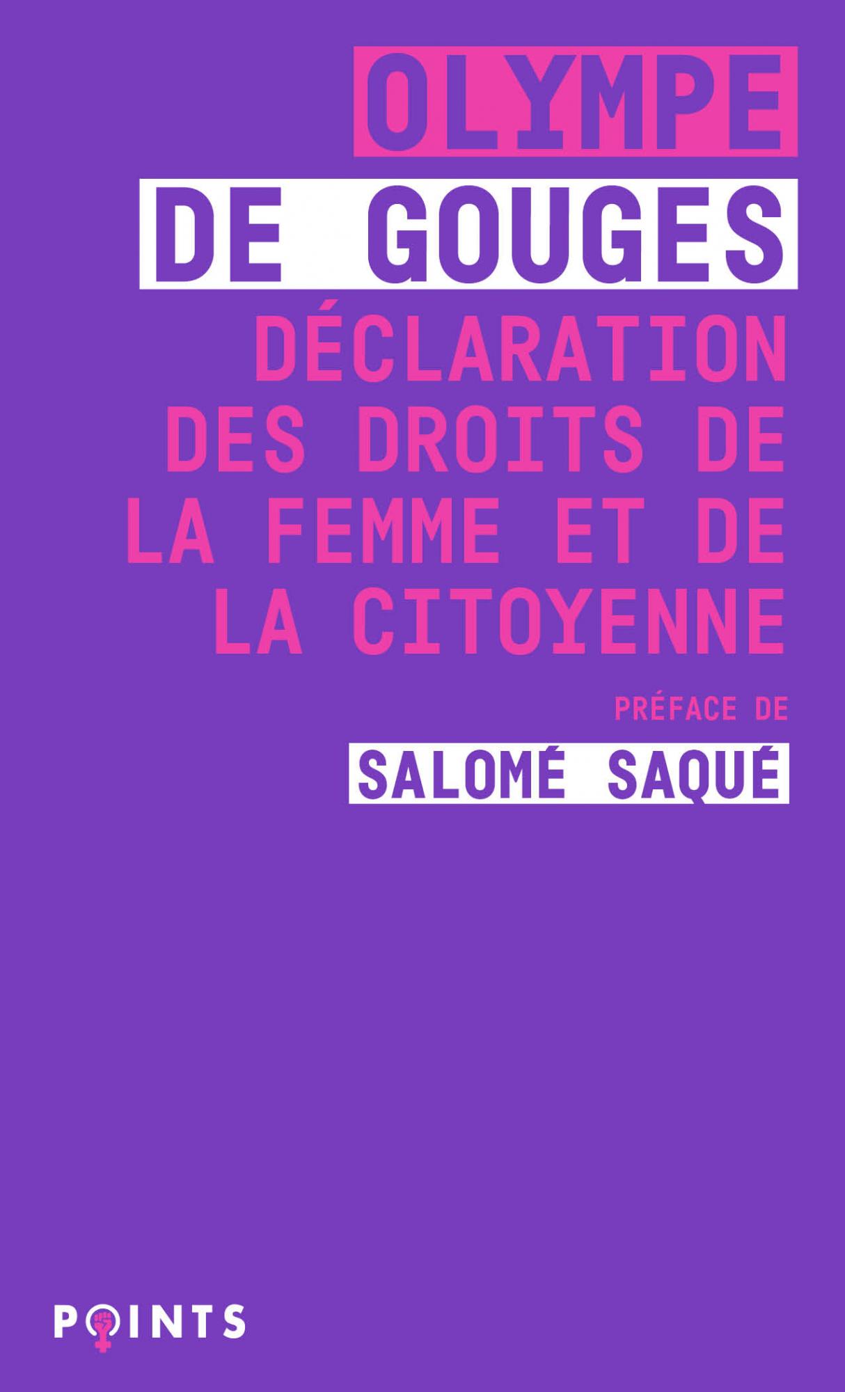 Couverture de l'édition d'une œuvre d'Olympe de Gouges, préfacée par Salomé Saqué
